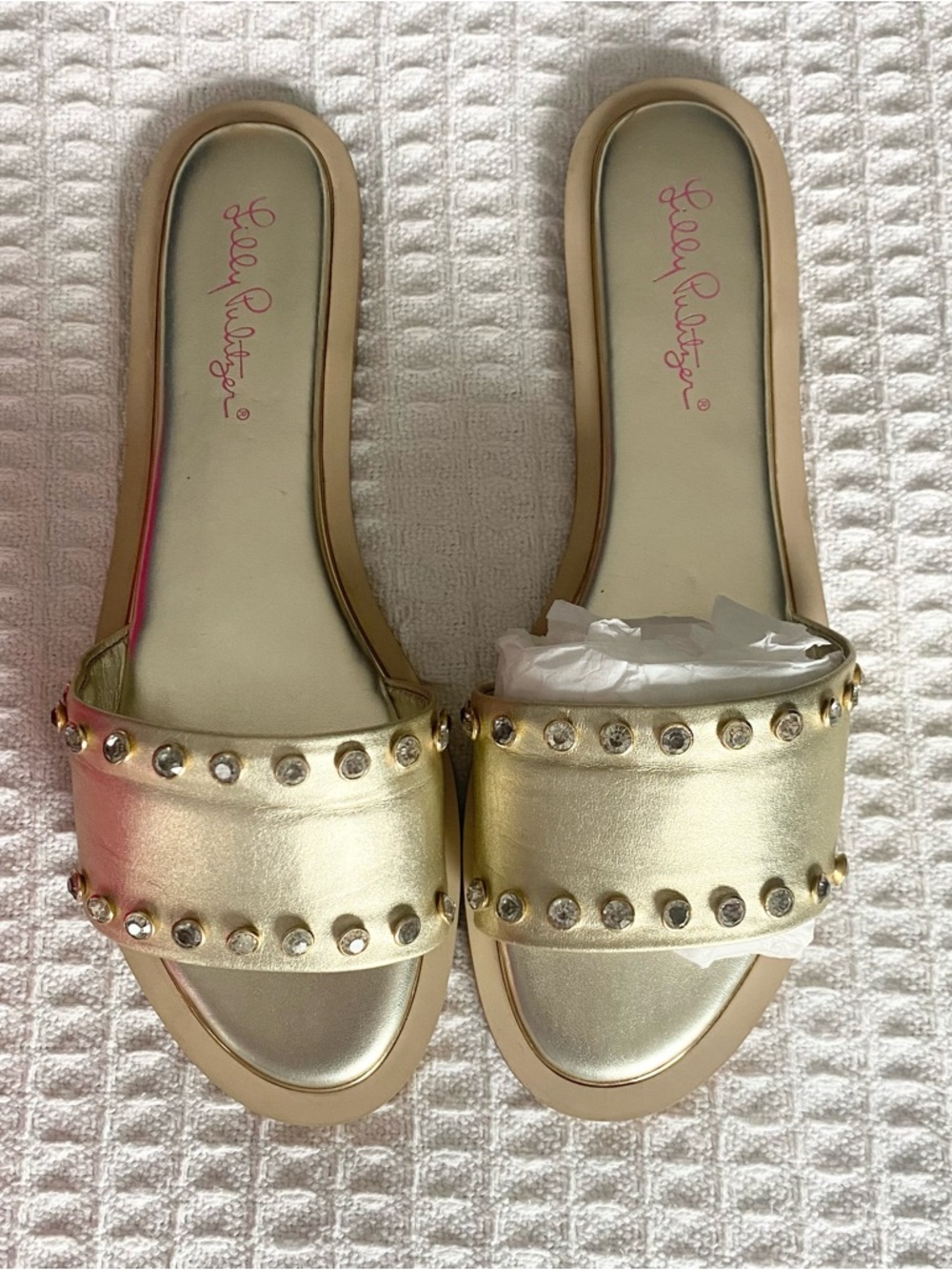 Lilly Pulitzer Rachel slide gold metallic size 10